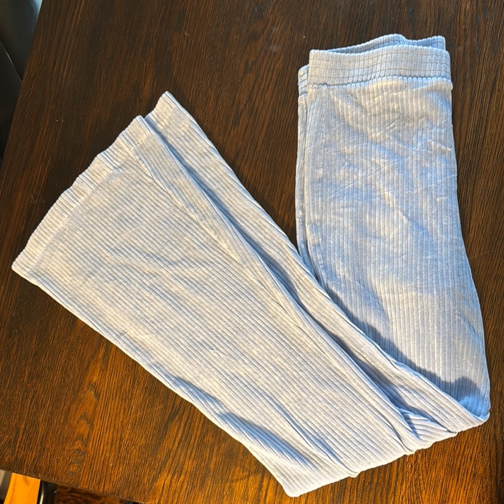 Aerie Bootcut Flare Blue Ribbed Pants